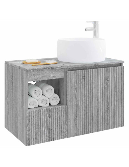 Set di mobili per il bagno 2 pz Sonoma grigio