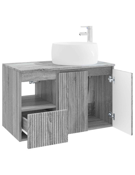 Set di mobili per il bagno 2 pz Sonoma grigio
