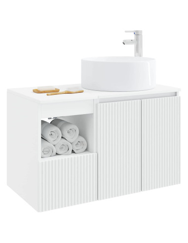 Set di mobili per il bagno 2 pz Bianco Legno ingegnerizzato