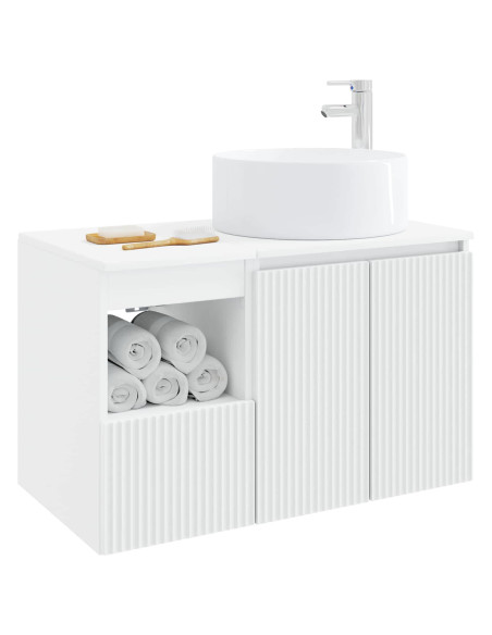 Set di mobili per il bagno 2 pz Bianco Legno ingegnerizzato