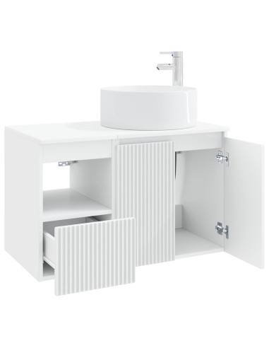Set di mobili per il bagno 2 pz Bianco Legno ingegnerizzato