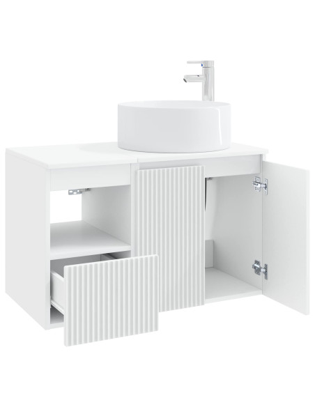 Set di mobili per il bagno 2 pz Bianco Legno ingegnerizzato