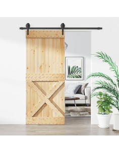 Porta scorrevole Naturale e Nero 85 x 210 cm