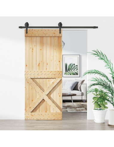Porta scorrevole Naturale e Nero 85 x 210 cm
