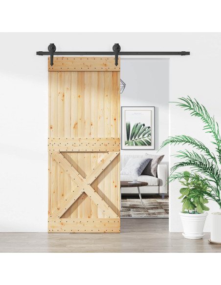 Porta scorrevole Naturale e Nero 85 x 210 cm