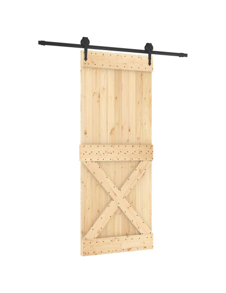 Porta scorrevole Naturale e Nero 85 x 210 cm