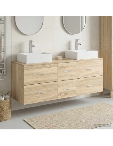 Set di Armadi da Bagno 3 pz Rovere Sonoma 49,5 x 41 x 62,5 cm