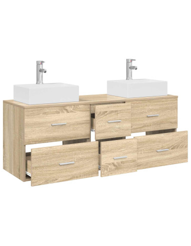 Set di Armadi da Bagno 3 pz Rovere Sonoma 49,5 x 41 x 62,5 cm