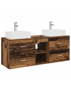 Set di Armadi da Bagno 3 pz Legno antico 49,5 x 41 x 62,5 cm 2