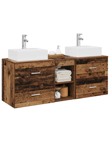 Set di Armadi da Bagno 3 pz Legno antico 49,5 x 41 x 62,5 cm