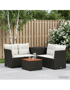 Set di divani 6 pz Nero e Bianco Crema