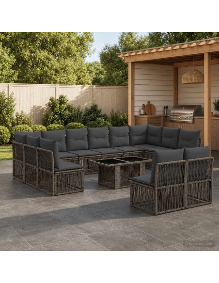 Set Divano da Giardino 13 pz Grigio polyrattan