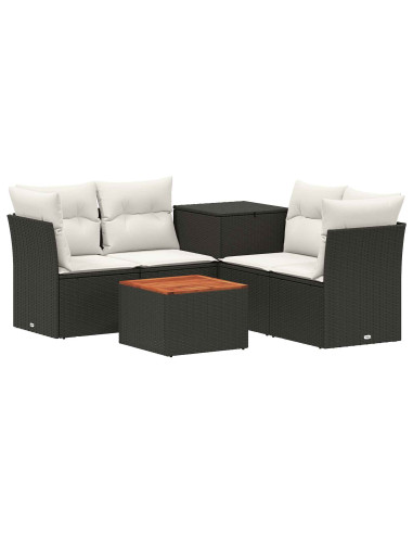 Set di divani 6 pz Nero e Bianco Crema