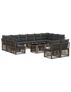 Set Divano da Giardino 13 pz Grigio polyrattan 2