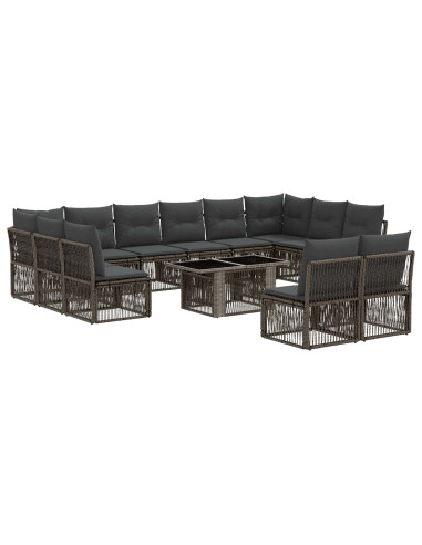 Set Divano da Giardino 13 pz Grigio polyrattan