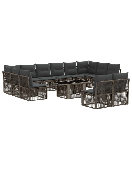 Set Divano da Giardino 13 pz Grigio polyrattan