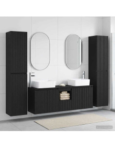 Set di mobili per il bagno 5 pz Nero 33 x 34,5 x 160 cm