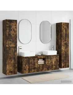 Set di mobili per il bagno 5 pz Rovere Fumo 33 x 34,5 x 160 cm