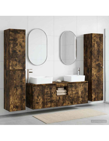 Set di mobili per il bagno 5 pz Rovere Fumo 33 x 34,5 x 160 cm