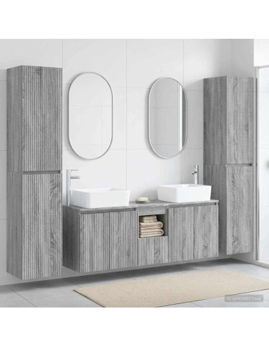 Set di mobili per il bagno 5 pz Sonoma grigio