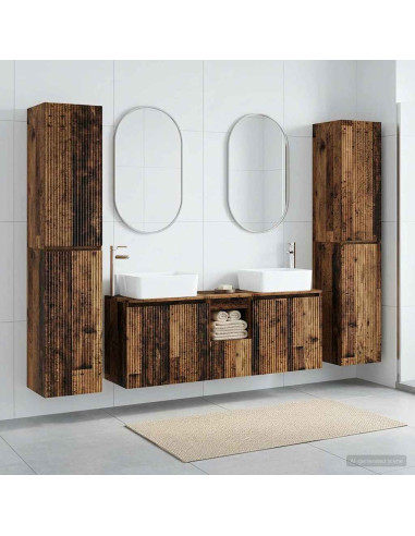 Set di mobili per il bagno 5 pz Legno antico 33 x 34,5 x 160 cm