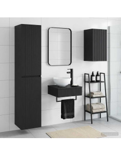 Set di mobili per il bagno 3 pz Nero 33 x 34,5 x 160 cm