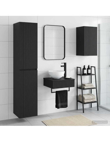 Set di mobili per il bagno 3 pz Nero 33 x 34,5 x 160 cm