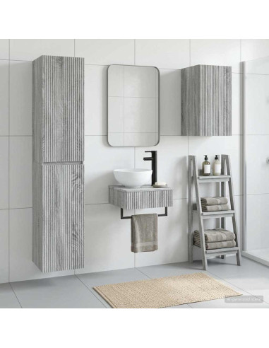 Set di mobili per il bagno 3 pz Sonoma grigio