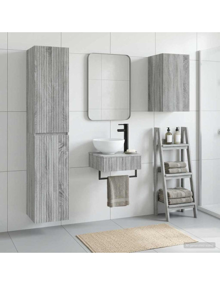 Set di mobili per il bagno 3 pz Sonoma grigio