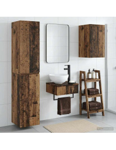 Set di mobili per il bagno 3 pz Legno antico 33 x 34,5 x 160 cm