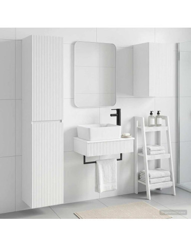 Set di mobili per il bagno 3 pz Bianco 33 x 34,5 x 160 cm