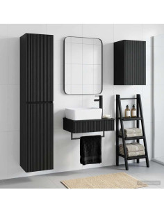 Set di mobili per il bagno 3 pz Nero 33 x 34,5 x 160 cm