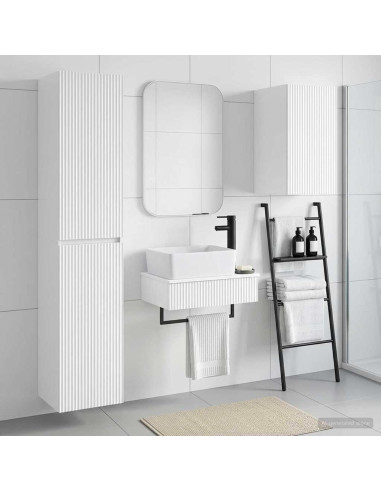 Set di mobili per il bagno 3 pz Bianco Lucido