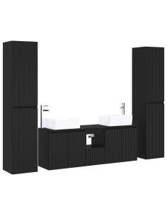 Set di mobili per il bagno 5 pz Nero 33 x 34,5 x 160 cm 2