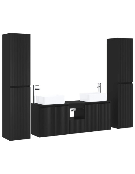 Set di mobili per il bagno 5 pz Nero 33 x 34,5 x 160 cm
