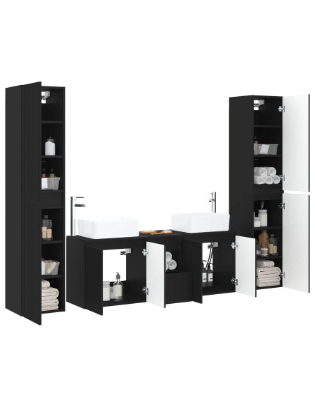 Set di mobili per il bagno 5 pz Nero 33 x 34,5 x 160 cm