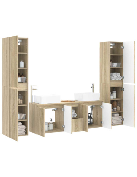 Set di mobili per il bagno 5 pz Rovere Sonoma