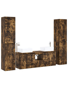 Set di mobili per il bagno 5 pz Rovere Fumo 33 x 34,5 x 160 cm 2
