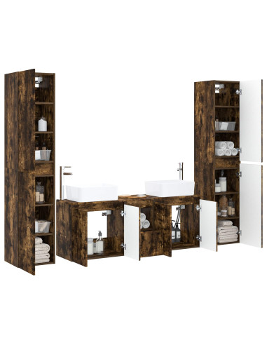 Set di mobili per il bagno 5 pz Rovere Fumo 33 x 34,5 x 160 cm