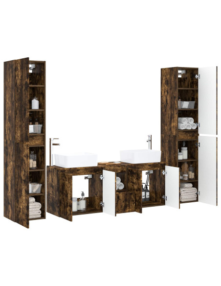 Set di mobili per il bagno 5 pz Rovere Fumo 33 x 34,5 x 160 cm