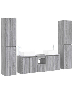 Set di mobili per il bagno 5 pz Sonoma grigio 2