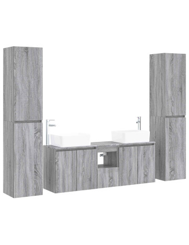 Set di mobili per il bagno 5 pz Sonoma grigio