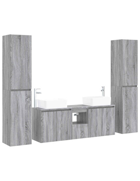 Set di mobili per il bagno 5 pz Sonoma grigio