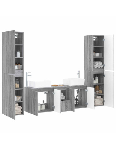 Set di mobili per il bagno 5 pz Sonoma grigio