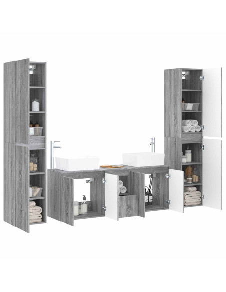 Set di mobili per il bagno 5 pz Sonoma grigio
