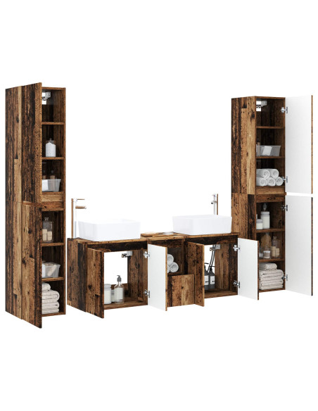 Set di mobili per il bagno 5 pz Legno antico 33 x 34,5 x 160 cm