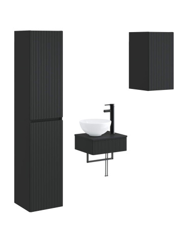 Set di mobili per il bagno 3 pz Nero 33 x 34,5 x 160 cm