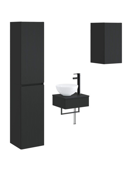 Set di mobili per il bagno 3 pz Nero 33 x 34,5 x 160 cm