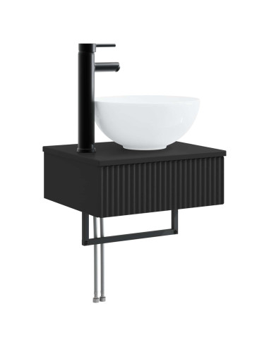 Set di mobili per il bagno 3 pz Nero 33 x 34,5 x 160 cm