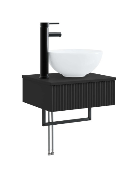 Set di mobili per il bagno 3 pz Nero 33 x 34,5 x 160 cm